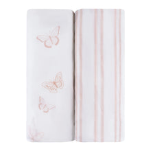 Load image into Gallery viewer, Ely&#39;s &amp; Co Cotton Crib/Toddler Bed Sheets - Butterfly &amp; Stripe