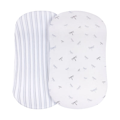 Ely's & Co Bassinet Sheets - Blue Dragonflies & Stripes