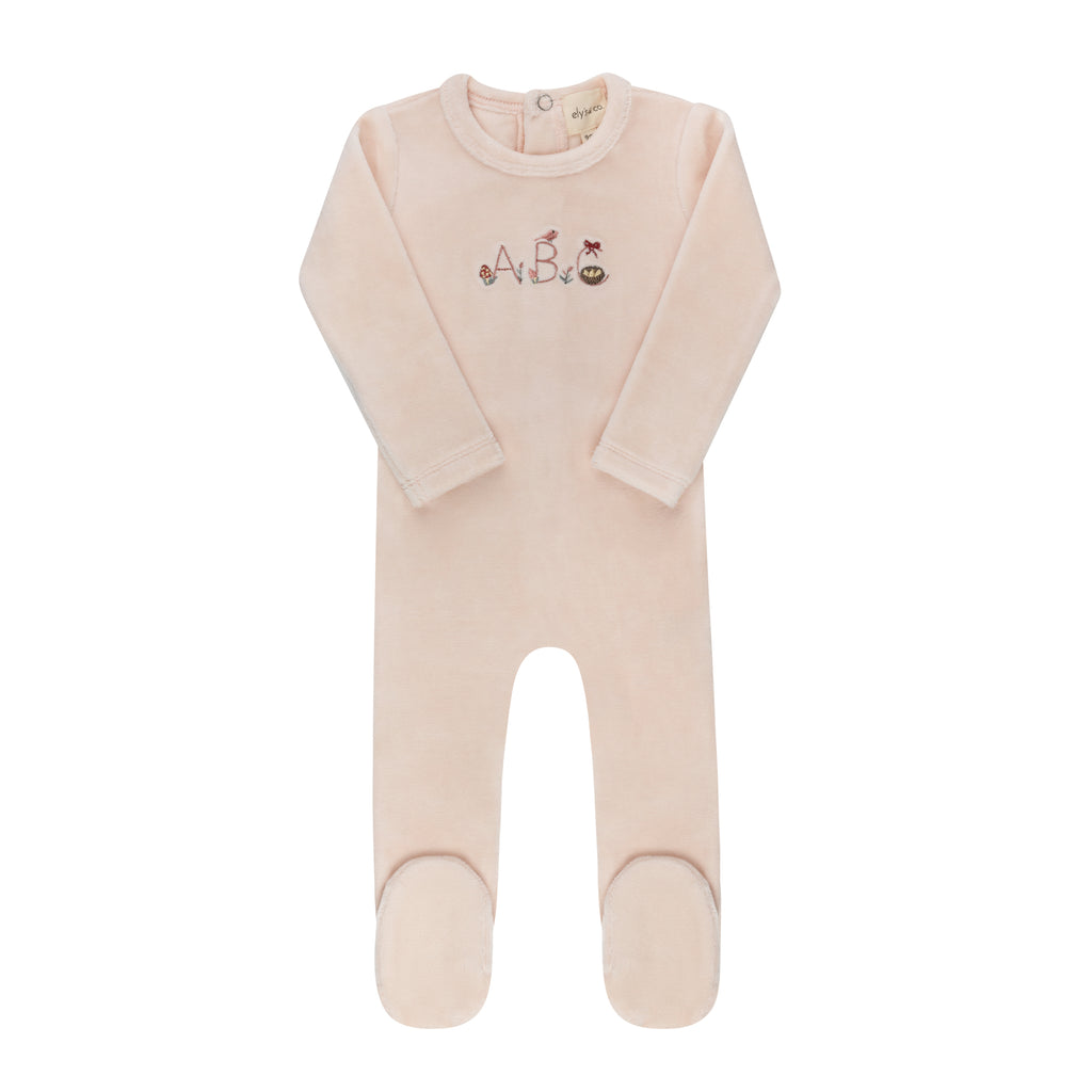 Ely's & Co Embroidered ABC Footie - Pink