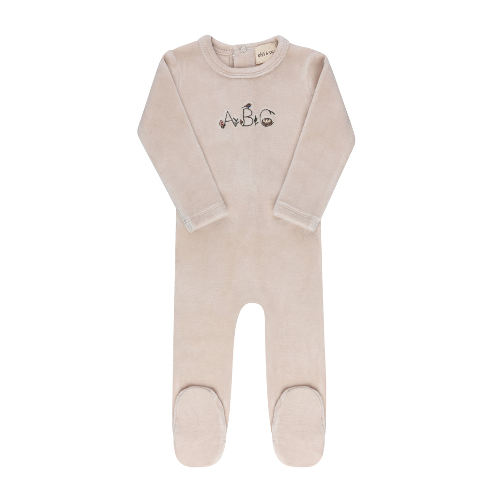 Ely's & Co Embroidered ABC Footie - Tan