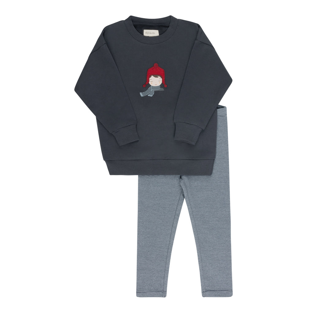 Ely's & Co Autumn Kids Collection Sweatshirt And Leggings - Navy