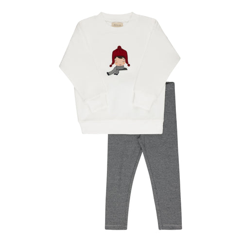 Ely's & Co Autumn Kids Collection Sweatshirt And Leggings - Ivory/Blue