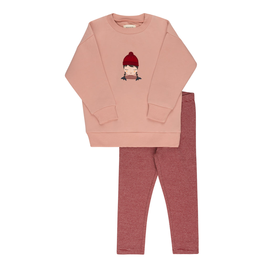Ely's & Co Autumn Kids Collection Sweatshirt And Leggings - Pink