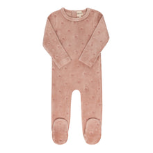 Load image into Gallery viewer, Ely's &amp; Co Velour Embroidered Floral Collection Footie - Pink