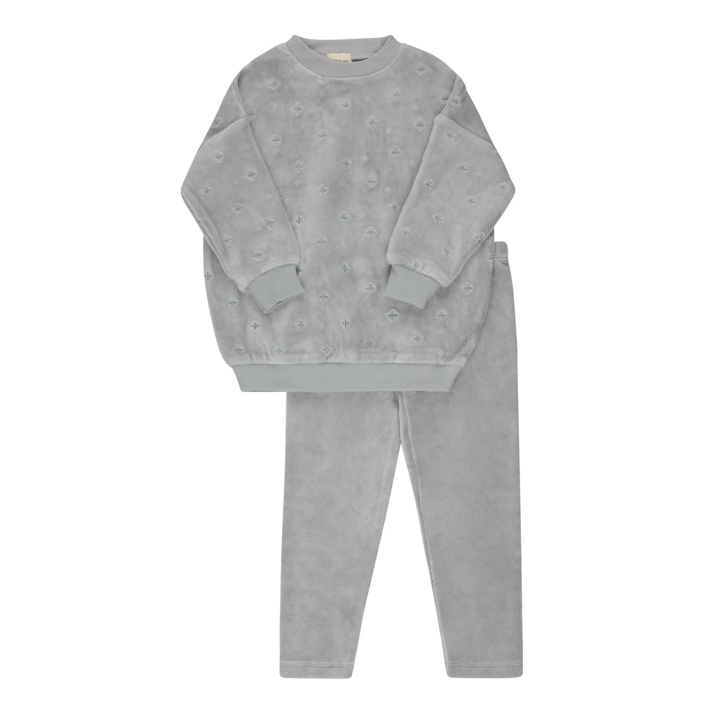 Ely's & Co Velour Embroidered Floral Collection Lounge Set - Blue