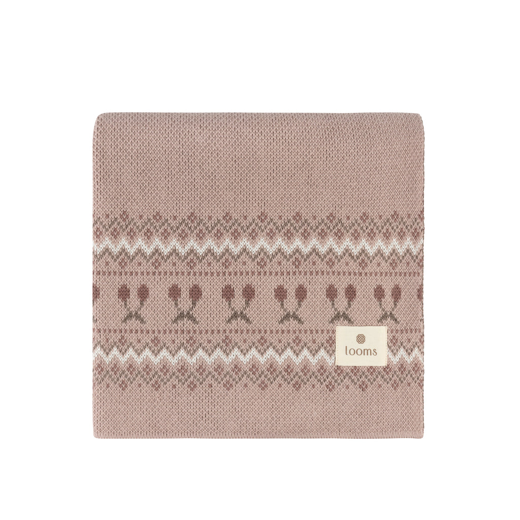 Looms Fair Isle Collection Baby Blanket - Mauve