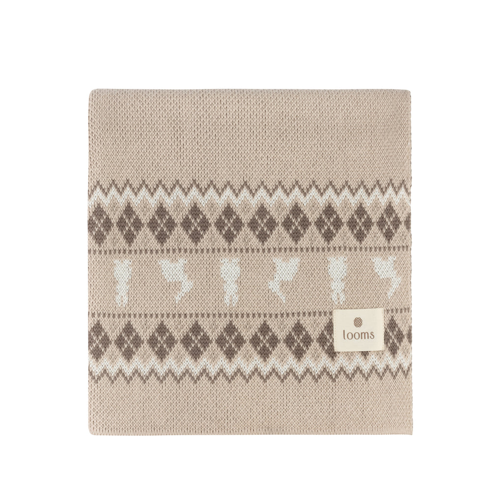 Looms Fair Isle Collection Baby Blanket - Taupe