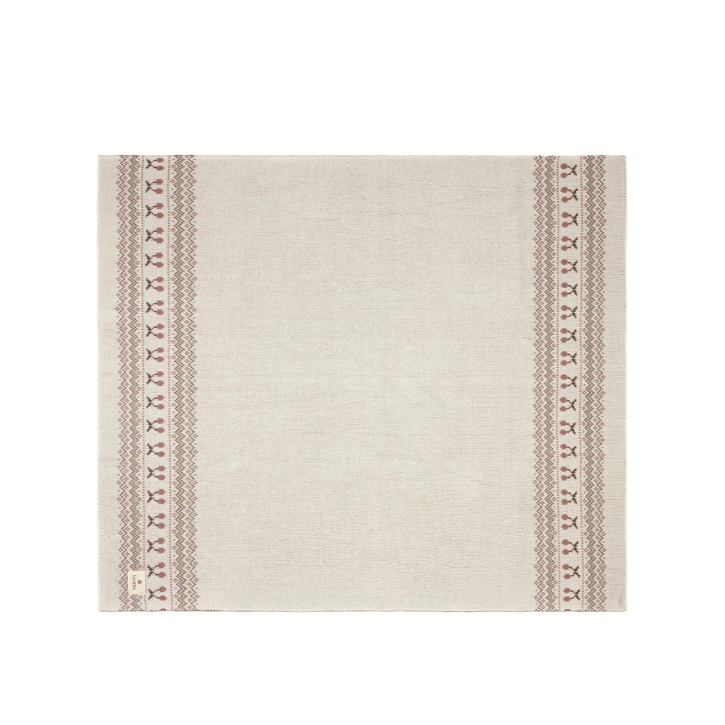 Looms Fair Isle Collection Baby Blanket - Ivory/Mauve
