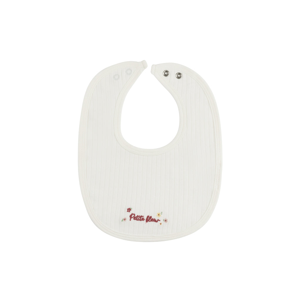 Ely's & Co Floral Star Embroidered Collar Collection Bib - Ivory/Pink