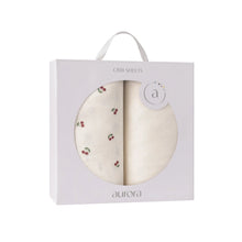 Load image into Gallery viewer, Ely's &amp; Co 2 Pack Jersey Crib Sheet - Cherry Print Sheets - Red Cherry