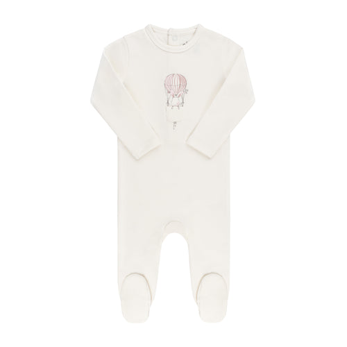 Ely's & Co Hot Air Balloon Footie & Bonnet- Ivory/Pink