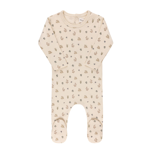 Ely's & Co Garden Floral Print Collection Footie - Boy Ivory