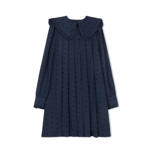 Velvette Label Blue Pinstripe Bow Dress