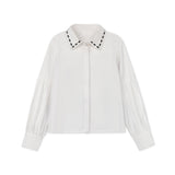 Velvette Label Ribbon Stitch Shirt - White