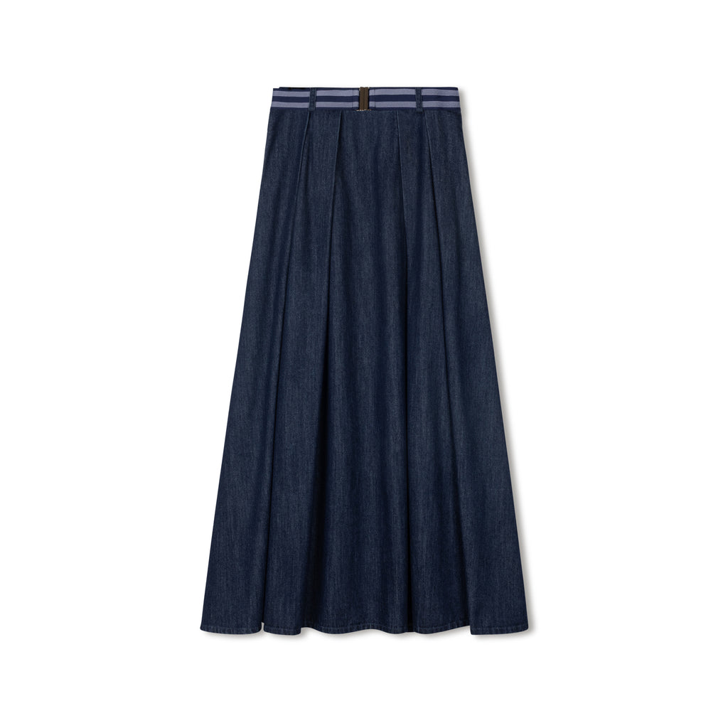 Velvette Label Denim Elastic Belt Skirt