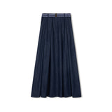Velvette Label Denim Elastic Belt Skirt