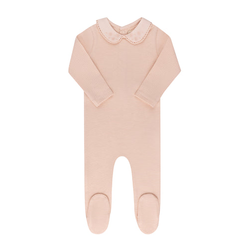 Ely's & Co Embroidered Collar Collection Footie - Pink