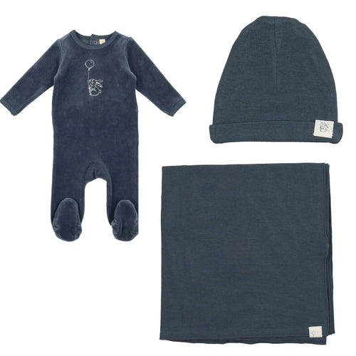 Lil Legs Velour Bunny Set Blue w/ Balloon