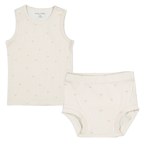 Lovely Littles Printed Tank And Bloomer Set - Pink Bow