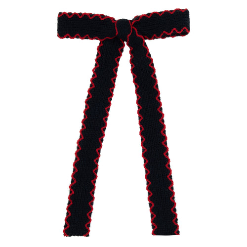 Le Enfant Edged Knit Bow - Navy