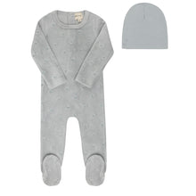 Load image into Gallery viewer, Ely's &amp; Co Velour Embroidered Floral Collection Footie And Beanie - Blue