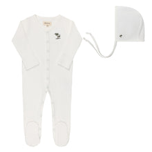 Load image into Gallery viewer, Ely's &amp; Co Ribbed Palm Embroidered Collection Footie And Bonnet - Ivory