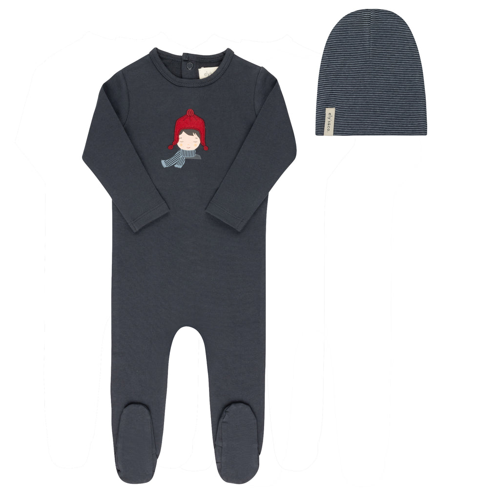 Ely's & Co Autumn Kids Collection Footie And Beanie - Navy