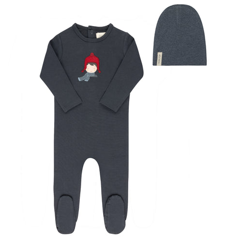 Ely's & Co Autumn Kids Collection Footie And Beanie - Navy