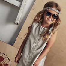 Load image into Gallery viewer, Booso Washed Out Light Grey/White Sleeveless Dress