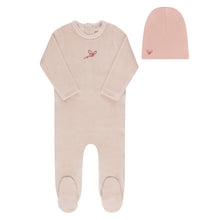 Load image into Gallery viewer, Ely's &amp; Co Velour Stripe Collection Footie And Beanie - Light Pink
