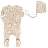 Ely's & Co Vine Collection Footie And Bonnet - Ivory/Pink