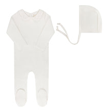 Load image into Gallery viewer, Ely's &amp; Co Embroidered Collar Collection Footie And Bonnet - Ivory Boys
