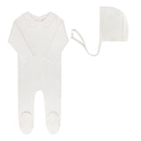 Ely's & Co Embroidered Collar Collection Footie And Bonnet - Ivory Boys