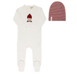 Ely's & Co Autumn Kids Collection Footie And Beanie - Ivory/Pink