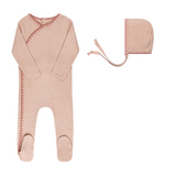Ely's & Co Whip Stitch Collection Footie And Bonnet - Pink