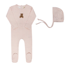 Load image into Gallery viewer, Ely's &amp; Co Gingham Teddy Collection Footie And Bonnet - Pink