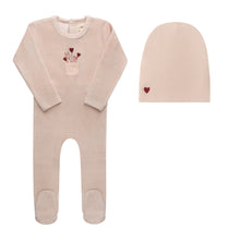 Load image into Gallery viewer, Ely's &amp; Co Stripe Collection Footie And Beanie - Ivory/Pink