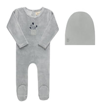 Load image into Gallery viewer, Ely's &amp; Co Stripe Collection Footie And Beanie - Ivory/Blue