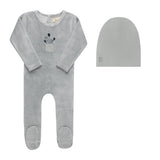 Ely's & Co Stripe Collection Footie And Beanie - Ivory/Blue