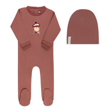 Load image into Gallery viewer, Ely's &amp; Co French Terry Scottish Collection Footie And Beanie - Pink