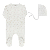 Ely's & Co Rosebud Collection Footie And Bonnet - Ivory/Pink