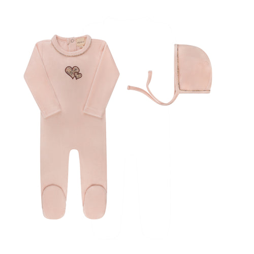 Ely's & Co Embroidered Liberty Collection Footie And Beanie - Pink