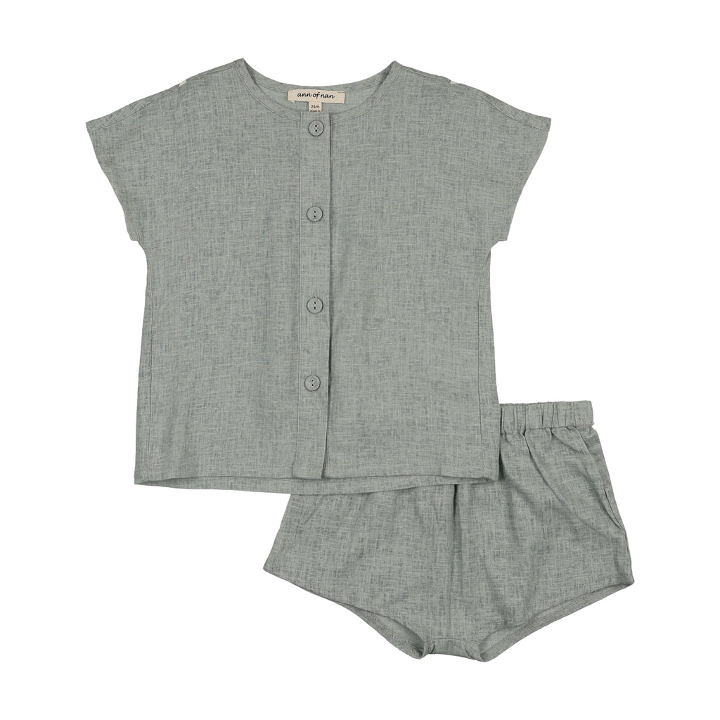 Ann Of Nan Oak Boys Bloomer And Shirt Set - Slate