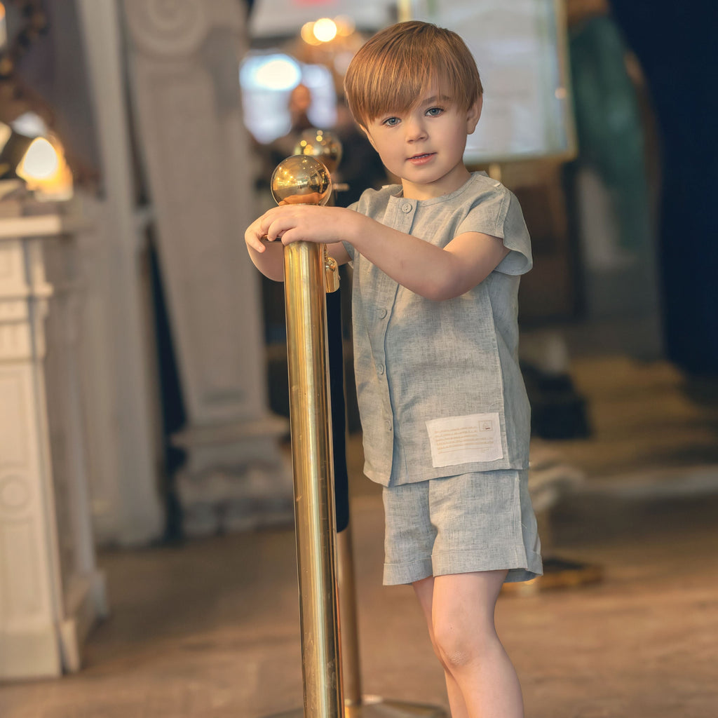 Ann Of Nan Oak Boys Cuffed Shorts - Slate