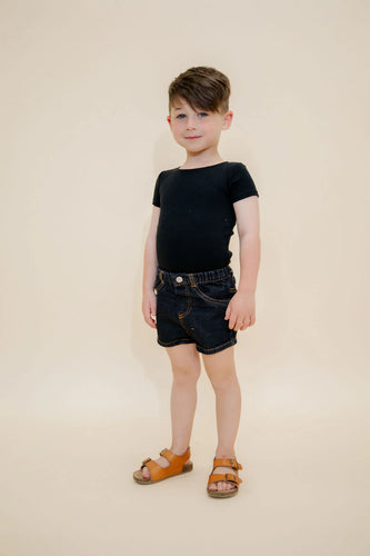 Lil Legs Ribbed Tee Short Sleeve - Black
