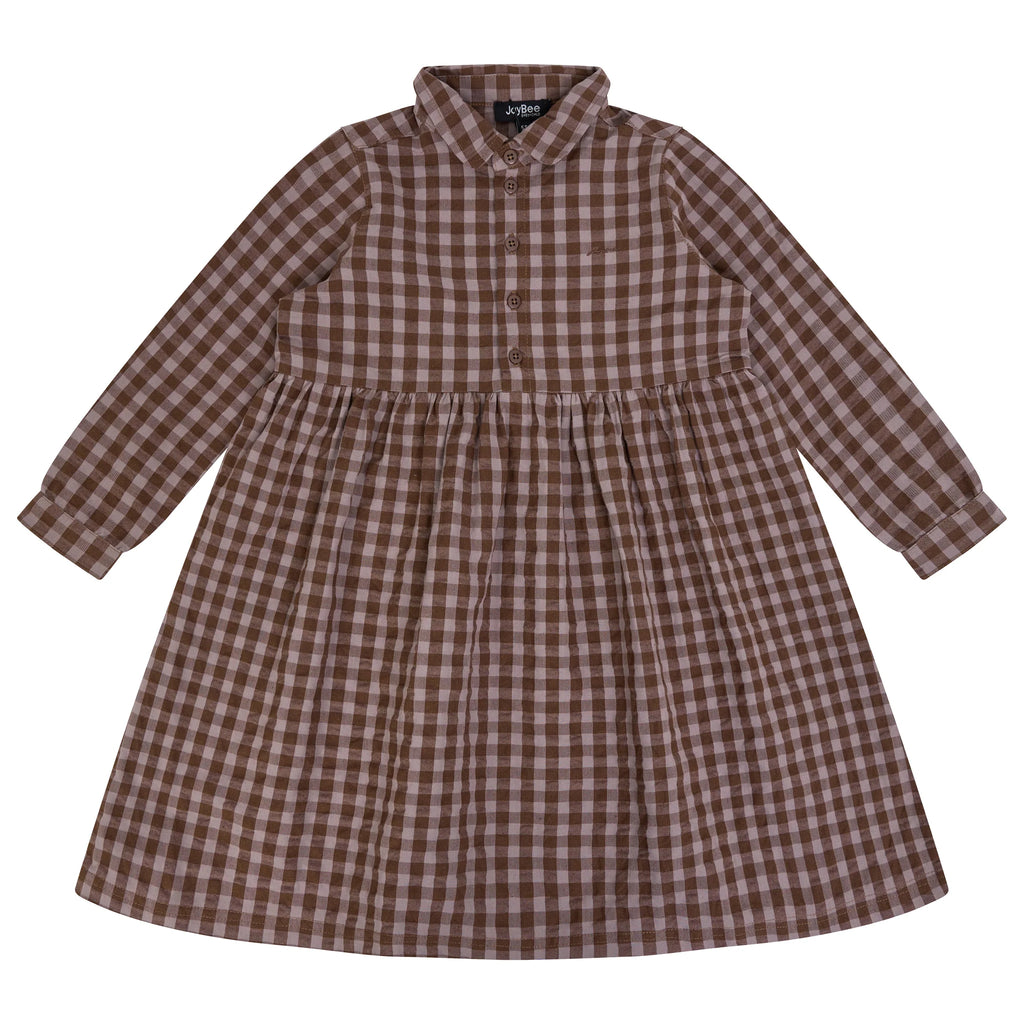 Jaybee Checkered Shirtdress - Chestnut/Slate