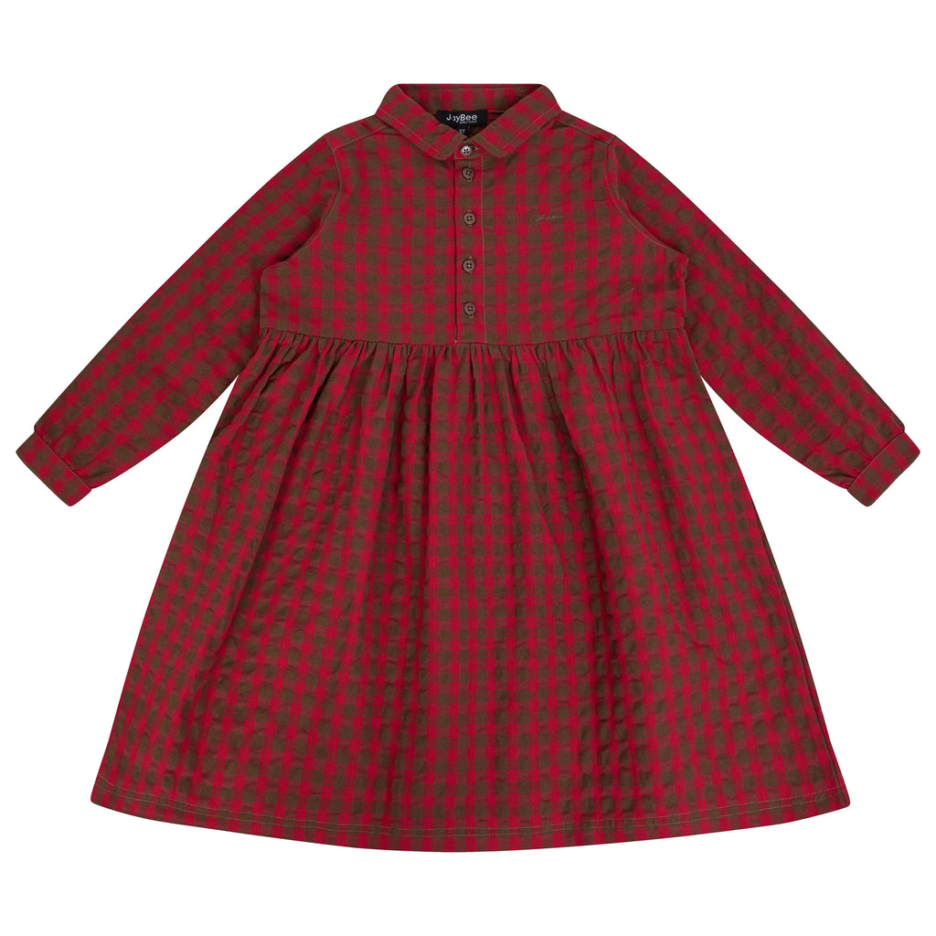 Jaybee Checkered Shirtdress - Chestnut/Berry