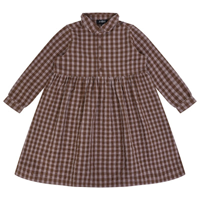 Jaybee Checkered Shirtdress - Chestnut/Slate