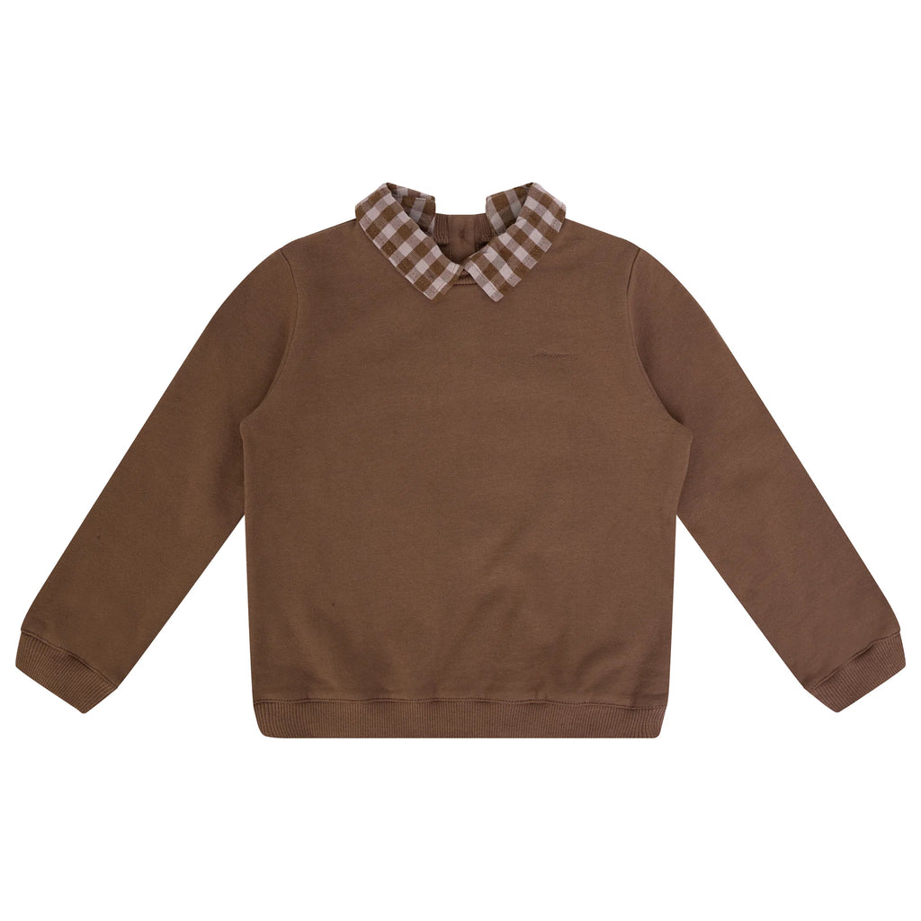 Jaybee Checkered Collar Sweatshirt - Chestnut/Slate