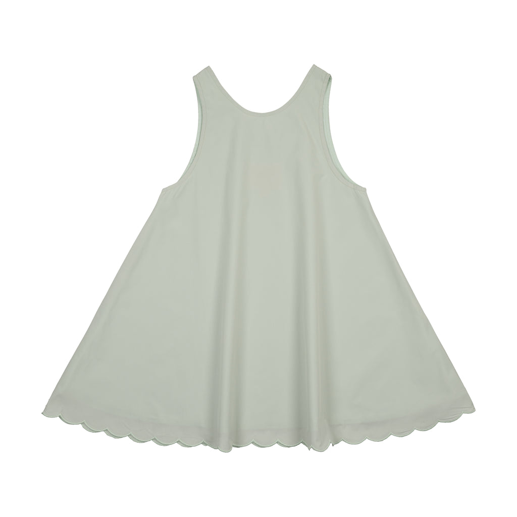 Little Tempest Scallop Hem Jumper And Embroidered Blouse Set - Mint Green/White